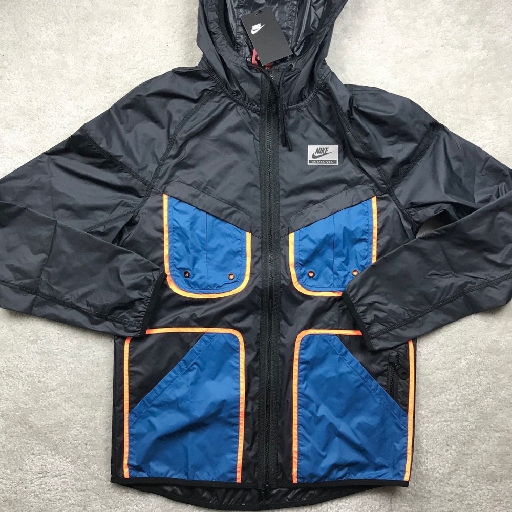 Nike International Windrunner Jacket Black Blue - Picture 2 of 4